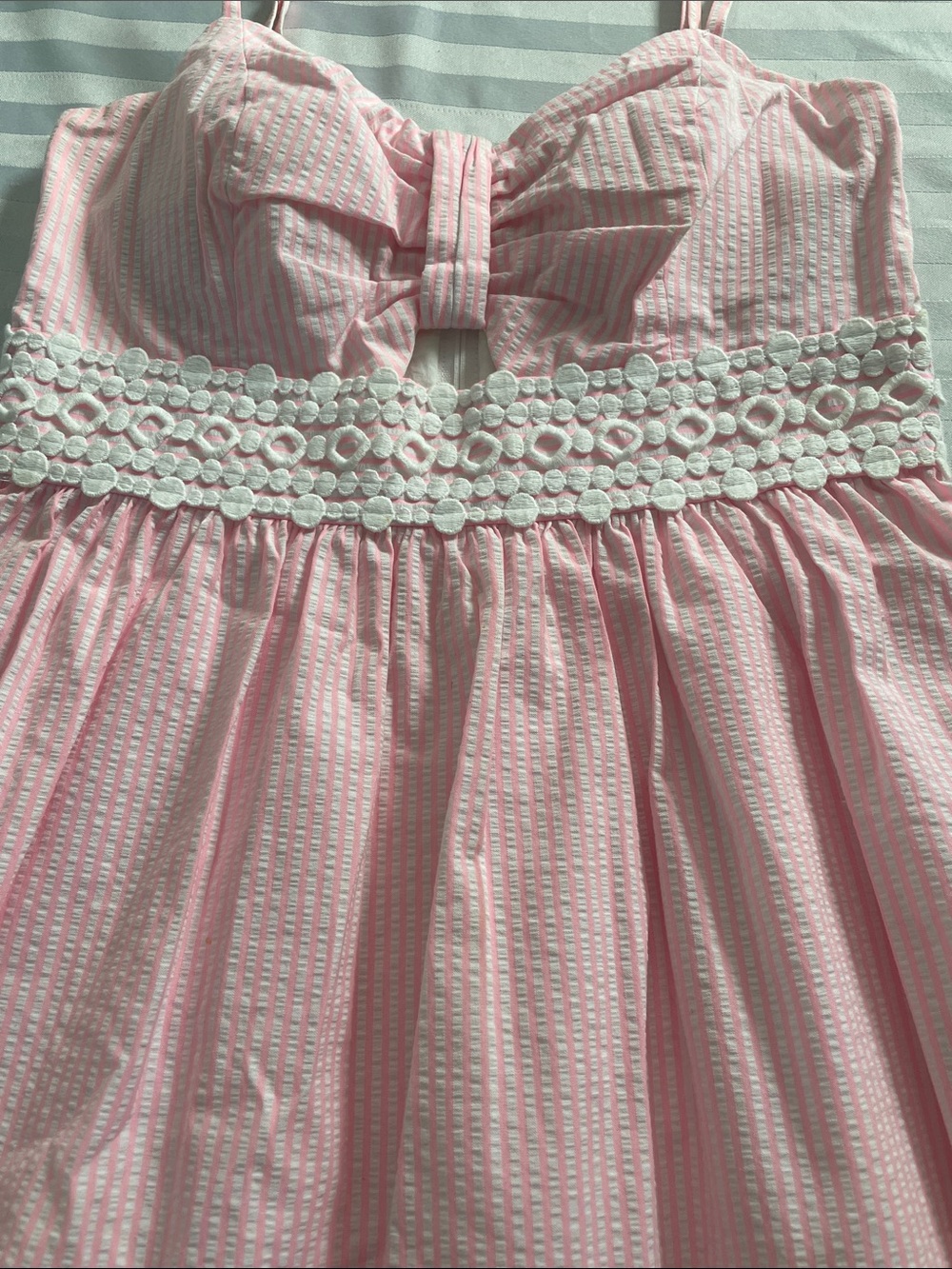 Lilly Pulitzer Pink & White Striped Spaghetti Strap Sundress with Bow - Picture 3 of 12
